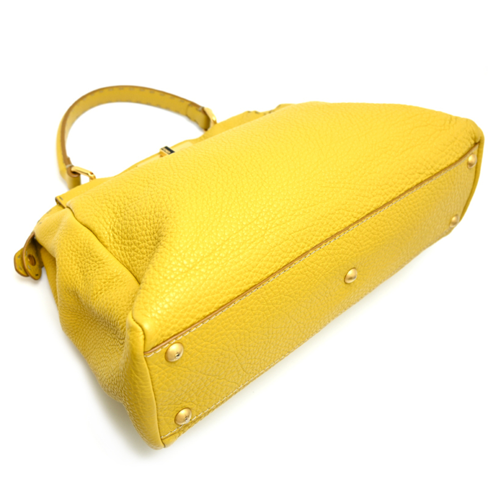 Fendi Peekaboo Medium Selleria Women's Handbag 8BN226 Leather Yellow - Picture 4 of 10